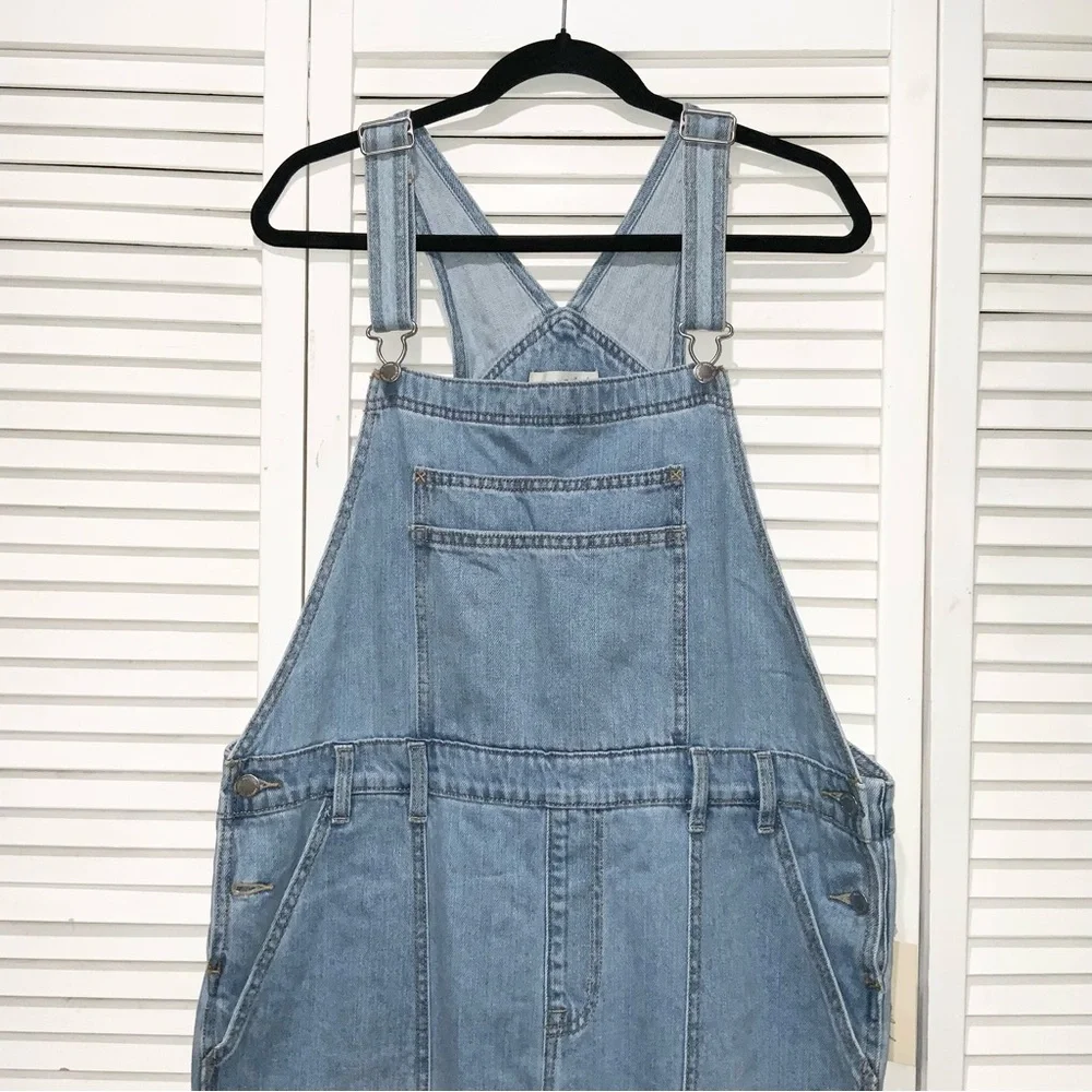 Universal Thread Light Wash Wide Leg Overalls - Picture 2 of 5